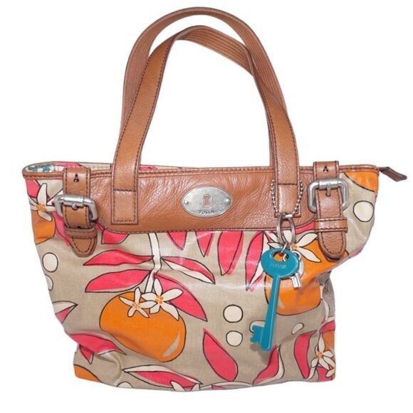 Fossil KeyPer Floral Coated Canvas Shoulder Bag with Keychains - Picture 1 of 12